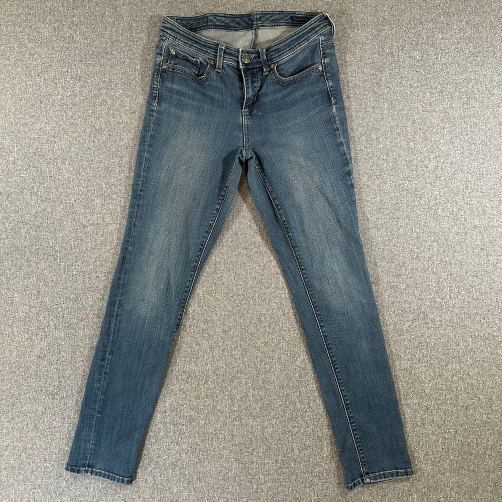 Seven7 Jeans Women 10 Curvy Skinny Blue Embroidered Pocket Stretch Denim